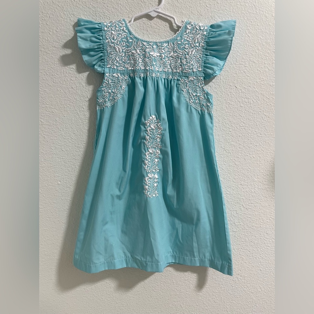 Six honeybees blue girls dress